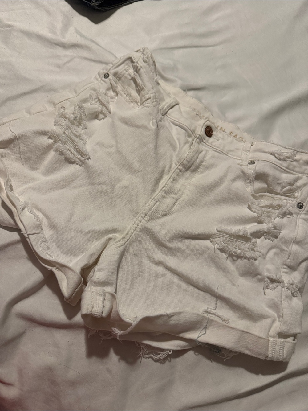American Eagle Outfitters White Distressed Denim Cutoff Shorts